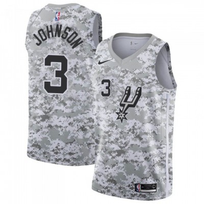 Nike San Antonio Spurs #3 Keldon Johnson White Camo Youth NBA Swingman Earned Edition Jersey